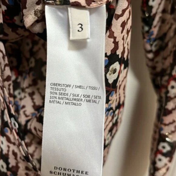 Dorothee Schumacher Pink Floral Silk Button Up Down Blouse Top Shell Size 3 - Picture 9 of 12